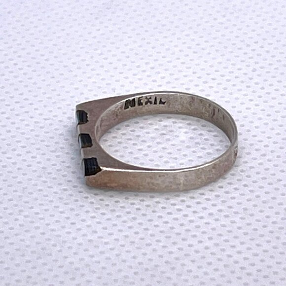 925 Sterling Silver Mexico Abalone Channel Inlay Iridescent Ring Size 6.25 VTG - Picture 11 of 15